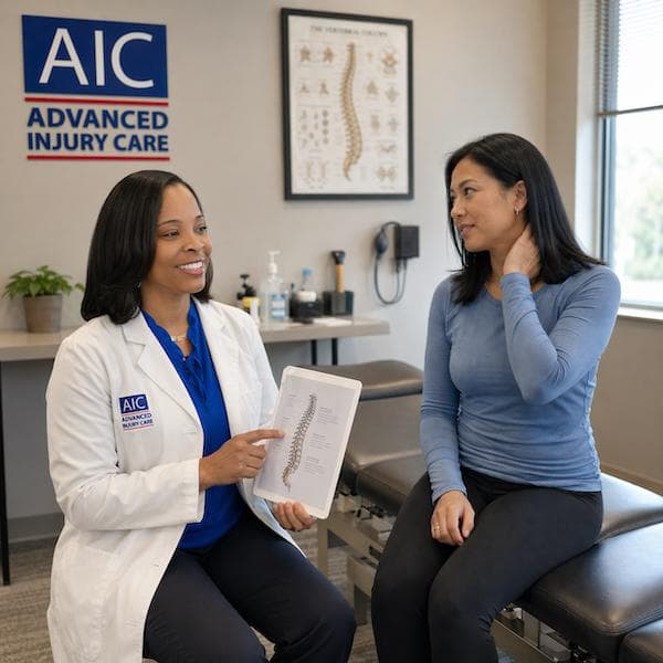 Dr. Darneshia Roberts, DC evaluating a Nashville patient with whiplash symptoms